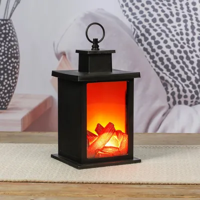 LED Tischkamin Kamin Laterne Tisch Kaminfeuer Timer warmweiß Batterie B14xH25cm
