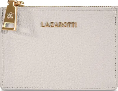Image de Lazarotti porte-cartes Bologna Leather Zip Etui 4 Card Slots Cream écru