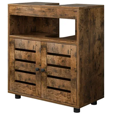 Produktbild von Badezimmerschrank stehend unter Waschbecken mit Regalen 60cm