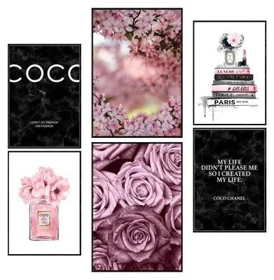 Produktbild von Postertech 6er Poster Set Rosen rosa, Wandbilder Schlafzimmer, A4 und A3 ohne Rahmen