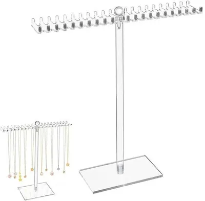 Produktbild von Unyqoos® Transparenter Acryl-Schmuckhalter mit 40 Haken, 29×29 cm – Organizer für Ketten, Ohrringe & Armbänder