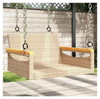 Produktbild von Hängesessel Beige 63x62x40 cm Poly Rattan, Hängestuhl für Garten, Balkon und Innenbereich