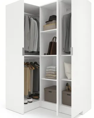 Image de Australie - Armoire 3 Portes, 133x91 cm Blanc, Porte-manteaux