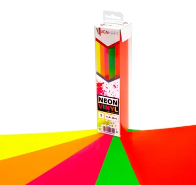 Produktbild von Signmart - NEON Vinylfolien Set - 5 verschiedene Farben in 31,5 x 20cm