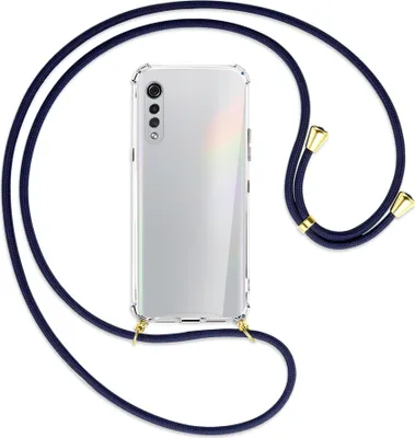 Produktbild von Handykette Backcover-Schutzhülle mit Band (Metall goldfarben) für LG Velvet - dunkelblau