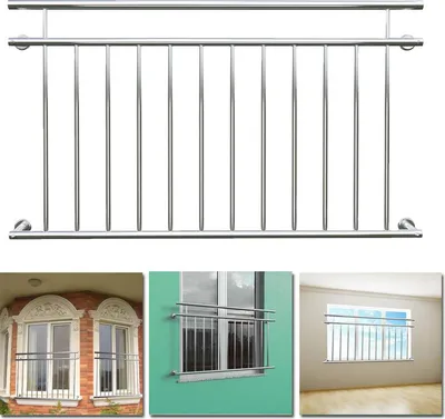 Image de XINZI Garde-corps en acier inoxydable 156x90cm - Non démontable, style français, design de la grille du balcon, pour balcon/terrasse, facile à nettoyer