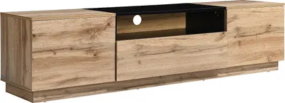 Produktbild von RTV 2-türiger Schrank mit 1 Schublade und 1 Nische - Natur und Schwarz - CEMILINA