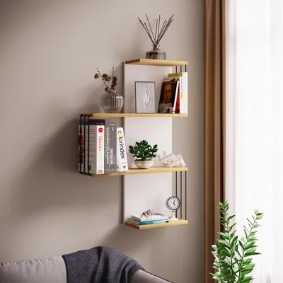 Produktbild von VCM Modernes Hängeregal aus Holz – platzsparendes Wandregal Dolira L, 98 x 68 x 19 cm, elegantes Aufbewahrungs- und Bücherregal für Wohnzimmer, Büro & Flur