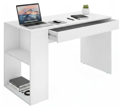 Produktbild von Schreibtisch Arianella, Mehrzweckschreibtisch, Bürotisch für PC, Eckschreibtisch, 115x50 h74 cm, Weiß