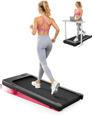 Produktbild von Walking Pad mit 6% Steigung, Unter-Schreibtisch-Laufband für Home Office und Zuhause, Kompaktes Laufband mit App, Fernbedienung und LED-Anzeige, bis 136 kg