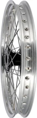 Zdjęcie produktu dla Kolo szprychowe 1,5 x 16 "do hamulca tarczowego, piasta czarna, aluminiowa obrecz polerowana, anodowane + szprychy ze stali nierdzewnej - Simson S53