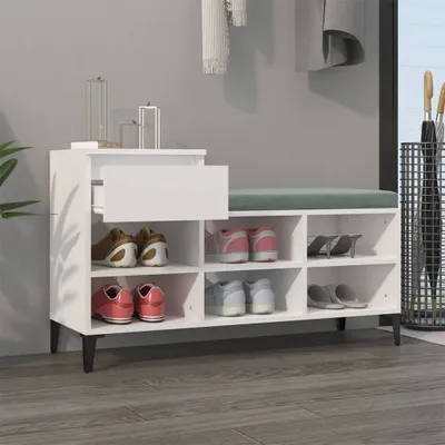 Immagine prodotto di vidaXL Scarpiera bianca lucida 102x36x60 cm in legno - Scarpiera - Ripiani per scarpe - Armadio per scarpe - Magazzino per scarpe