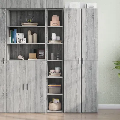 Produktbild von "2026 Promotion" Highboard/Vitrine/Beistellschrank - Grau Sonoma-Eiche 30x41x185 cm Holzwerkstoff - Kommoden CC30338