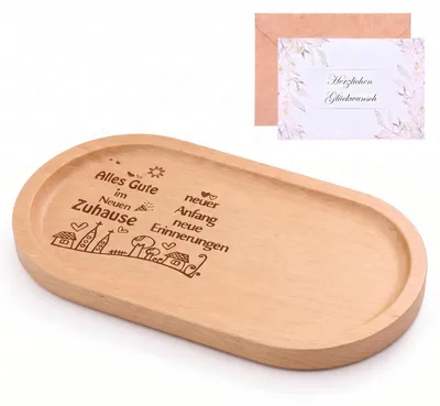 Immagine prodotto di Tavolino in legno con biglietto di auguri per l'inaugurazione della casa, 25x12 cm