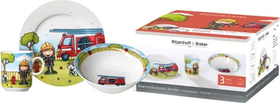 Zdjęcie produktu dla Zestaw naczyń Ritzenhoff & Breker "FEUERWEHRMANN BERNIE" wykonany z porcelany, nadający się do mycia w zmywarce, w pudełku upominkowym,