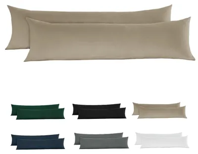 Produktbild von Kissenbezug für Seitenschläfer, 40 x 145 cm, Baumwolle – Beige Kissenbezug 40 x 145 cm, 2er-Set, weicher, -er Bezug 145 x 40 cm für Stillkissen und Seitenschläfer mit extra langem Reißverschluss