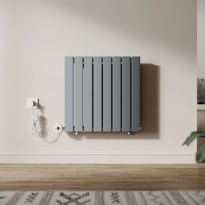 Image de Radiateur sur pied SONNI, radiateur électrique, simple paroi, anthracite, 600 × 604 mm