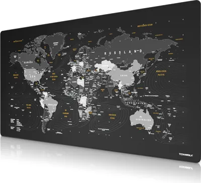 Zdjęcie produktu dla Titanwolf, podkładka pod mysz XXXL 1600x800 mm, duży format XXXL, podkładka na biurko, gumowany spód, antypoślizgowa i zmywalna, gaming, precyzja i szybkość, mapa świata