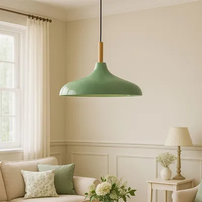 Produktbild von Opviq, Moderne Mintfarbene Pendelleuchte, Metallkörper, Ø31 h:17 cm, Höhenverstellbar 55-100 cm, E27 Fassung, IP20, Skandinavisches Design für stilvolle Räume.