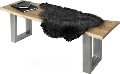 Produktbild von Sitzbank Baumkante 160 cm natur massiv Akazie silber ANNI
