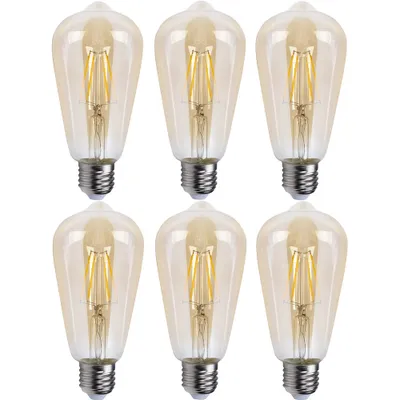 Image de 6 x LED filament Edison ST64 ampoules 4W E27 or extra blanc chaud 2500K