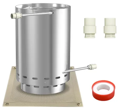 Image de Système de chauffage pour piscine fonctionnant au bois, avec raccords en acier
