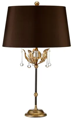 Produktbild von Casa Padrino Barock Tischleuchte Bronze / Antik Gold Ø 43 x H. 72 cm - Elegante Schreibtischleuchte mit handgefertigten Stahl Eichenblättern und dekorativen Glastropfen - Barock Leuchten