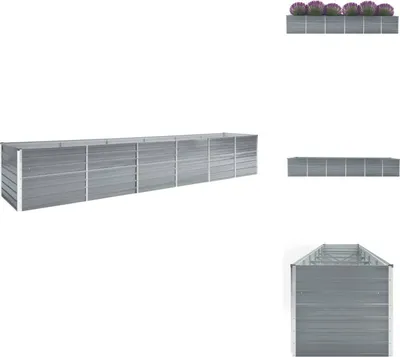 Obrázok produktu pre vidaXL Zvýšený záhradný záhon z pozinkovanej ocele 480x80x77 cm Sivá - Kvetináče a sadenice