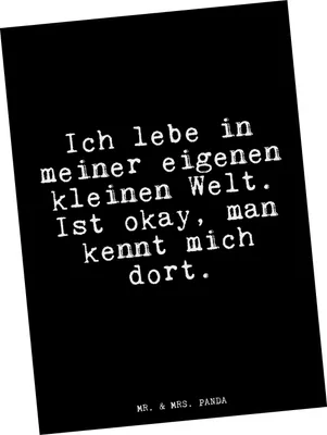 Produktbild von Mr. & Mrs. Panda Postkarte Ich lebe in meiner... - Schwarz - Geschenk, Fotokarte, Ansichtskarten, Freundin, Glizer Spruch Sprüche Weisheiten Zitate Lustig Weisheit Worte