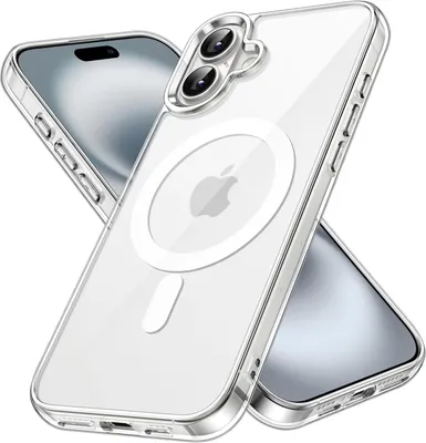 Produktbild von Schutzhülle für iPhone 16 Hülle MagSafe kompatibel Transparent Silikon Case Clear Cover Bumper
