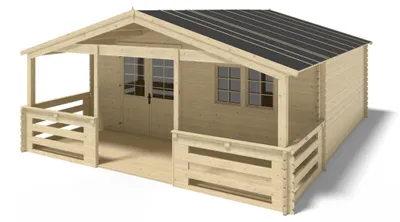 Immagine prodotto di Casetta da giardino in legno con veranda e tettoia - 42m2 - 6x5m - 40mm - colore: naturale