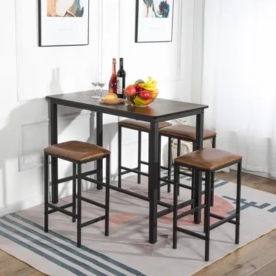 Produktbild von HJ_WeDoo Esstisch mit 4 Stühlen Braun, Esszimmer Essgruppe für 4 Personen, 120x60x90cm