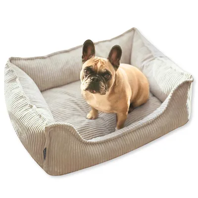 Produktbild von 4L Textil HUGO Orthopädisches Hundebett aus Cord Premium-LINE Hundekorb mit Bezug (60x40 cm, Beige)