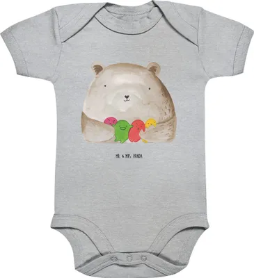 Produktbild von Mr. & Mrs. Panda Babybody Bär Gefühl 12. - 18. Monat - Heather Grey - Geschenk, Verrückt, Strampler, Baby, Wahnsinn, baumwoll, Teddy, babykleidung body, overall