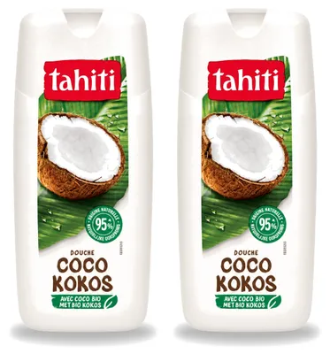 Immagine prodotto di 2 flaconi di gel doccia Tahiti con cocco biologico - Vegano - 300 ml - Confezione - 2 pezzi