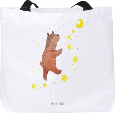 Produktbild von Mr. & Mrs. Panda Tote Bag Bär Träume - Weiß - Geschenk, Beutel, Träumen, Traum, Tasche, Strandtasche, Traumdeutung, Einkaufstasche, Reisetasche, Stoffbeutel, Teddy