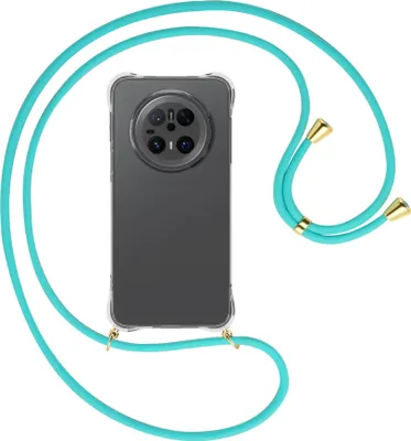 Produktbild von Handykette Backcover-Schutzhülle mit Band (Metall goldfarben) für Huawei Mate 70 - türkis