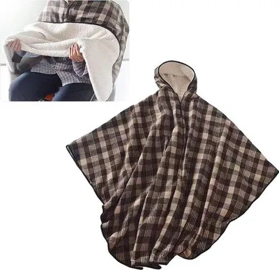 Obrázok produktu pre Teplé fleecové pončo s kapucňou
