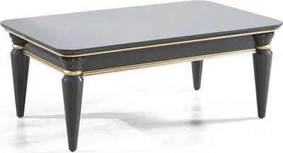Produktbild von Casa Padrino Luxus Art Deco Couchtisch Grau / Gold 110 x 70 x H. 42 cm - Edler Massivholz Wohnzimmertisch - Wohnzimmer Möbel