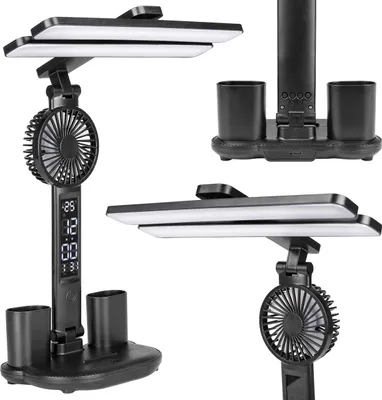 Produktbild von MasterLED Schreibtischlampe Summer LED 3000-6000K CCT Schwarz – Dimmbare Tischlampe mit Touch-Steuerung, USB-C, und integriertem Lüfter - Büro, Lesen