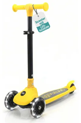Produktbild von SereneLife Kinderroller ab 3 Jahre in Gelb – LED Tretroller faltbar höhenverstel