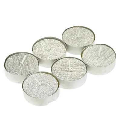Produktbild von Teelichter mit Silberglitter - 6 Stück