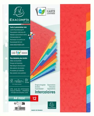 Zdjęcie produktu dla Exacompta 2412E Indeks A4 XXL Manila kolorowy 12 szt Nature Future