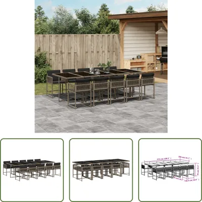 Produktbild von The Living Store 11-tlg. Garten-Essgruppe mit Kissen Grau Poly Rattan