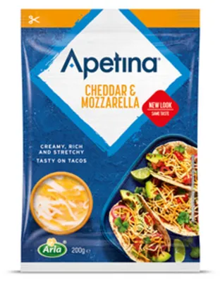 Zdjęcie produktu dla Apetina Cheddar i Mozzarella 200g / wiórki