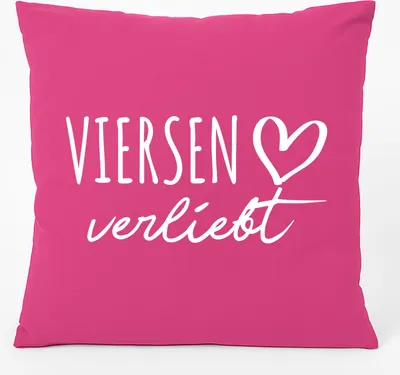 Produktbild von Huuraa Kissen Viersen verliebt 40x40cm mit Füllung Fuchsia Baumwolle Dekokissen Geschenkidee