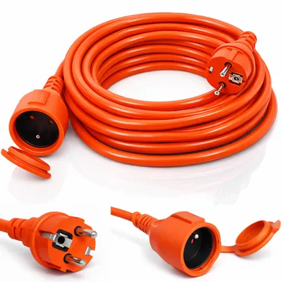 Image de Rallonge électrique de jardin, d’atelier, universelle, 10 m, avec mise à la terre, prise type E, protection IP44, câble épais 3 × 2,5 mm, VERTEX