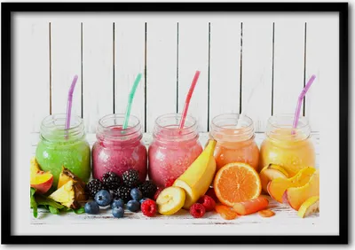 Produktbild von Bild - Bilder - Bilderrahmen - 70 cm x 50 cm - MDF-Rahmen, Wandkunst Fruchtsmoothies