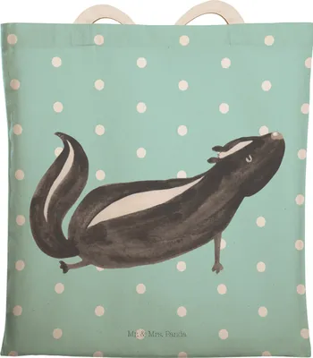 Produktbild von Mr. & Mrs. Panda shopping bag Stinktier Yoga - Türkis Pastell - Geschenk, Beuteltasche, Skunk, Liebe, Tasche, Raubtier, Namaste, Stofftragetasche, Einkaufstasche, Tote