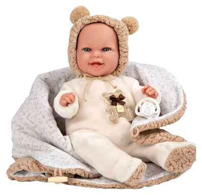 Image de Elegance Babyto : Ensemble bébé pop beige comprenant une combinaison et une couverture - 35 cm